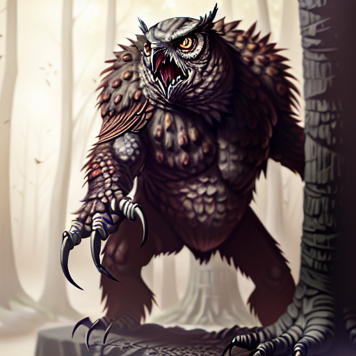 00025-3528174820-Portrait of a Undead, Zombie, skeletal Owlbear standing atop bones_70, Volumetric lighting, concept art, brush stroke style, art.png